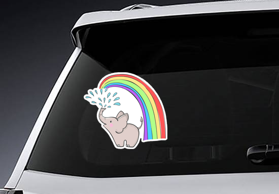 Elephant Rainbow Stickers, sold by: Emmaline Kaivo-Houlton
